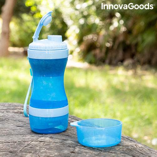 2-in-1 bottle with water and food containers for pets Pettap InnovaGoods InnovaGoods