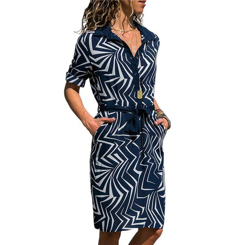 Aachoae Long Sleeve Shirt Dress 2020 Summer Boho Beach Dresses Women Casual Striped Print A-line Mini Party Dress Vestidos Seewest