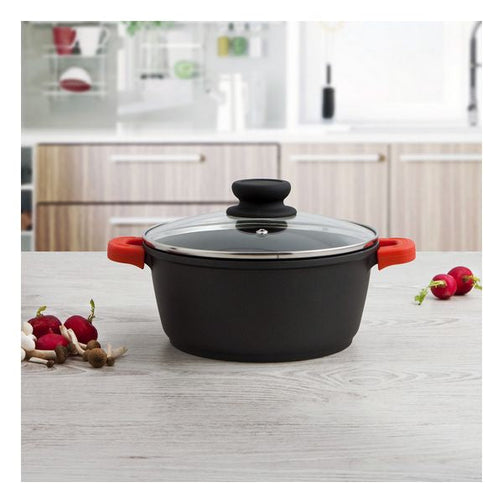 Casserole with glass lid Quid Intense Aluminium Quid