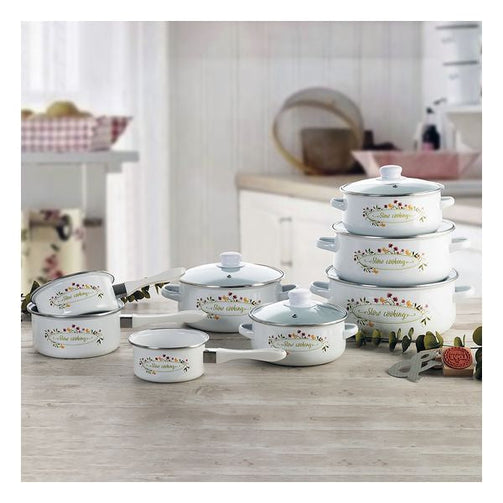 Casserole with glass lid Quid Memory Enamelled Steel Quid