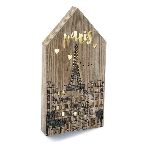 Decorative box Paris Wood (3,5 x 34 x 17 cm) BigBuy Home