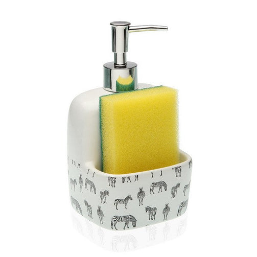 Soap Dispenser Ceramic Zebra BigBuy Home