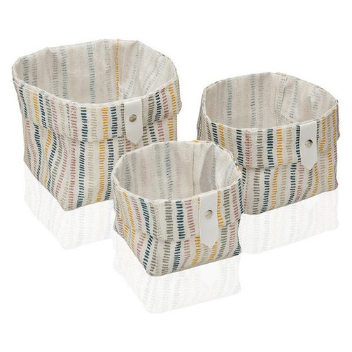 Basket set Corduroy Textile Polyester (3 Pieces) (14 x 14 x 14 cm) BigBuy Home