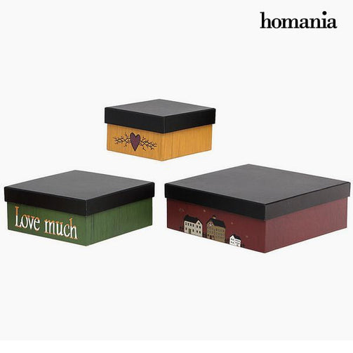 Decorative box Homania 2649 (3 pcs) Squared BigBuy Home