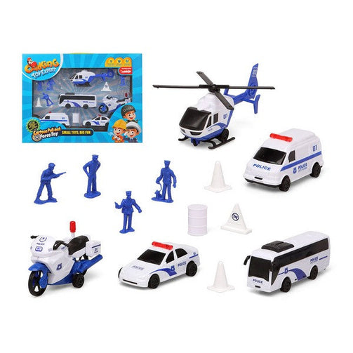 Police Vehicles and Accessories Set White 119381 (13 Pcs) BigBuy Fun