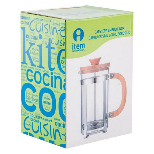 Cafetière with Plunger Dekodonia Bamboo Steel Borosilicate Glass (600 ml) Dekodonia