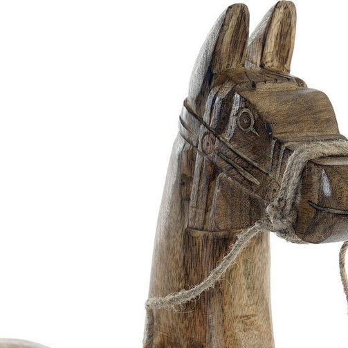 Decorative Figure Dekodonia Horse Rope Mango wood Natural (38 x 10 x 50 cm) Dekodonia