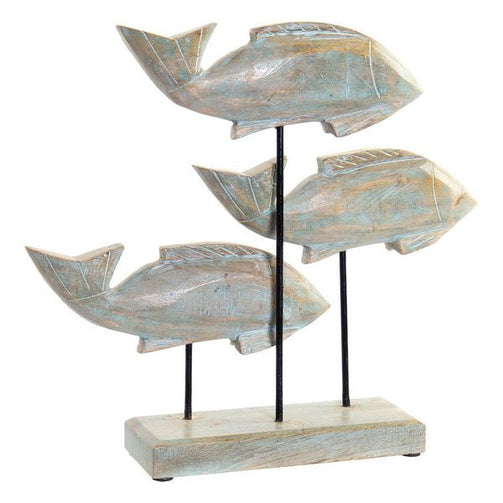 Decorative Figure Dekodonia Metal Mango wood Fish (32 x 7 x 30 cm) Dekodonia