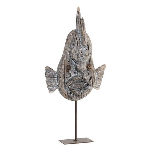 Decorative Figure Dekodonia Metal Paolownia wood Fish (18 x 4 x 35 cm) Dekodonia