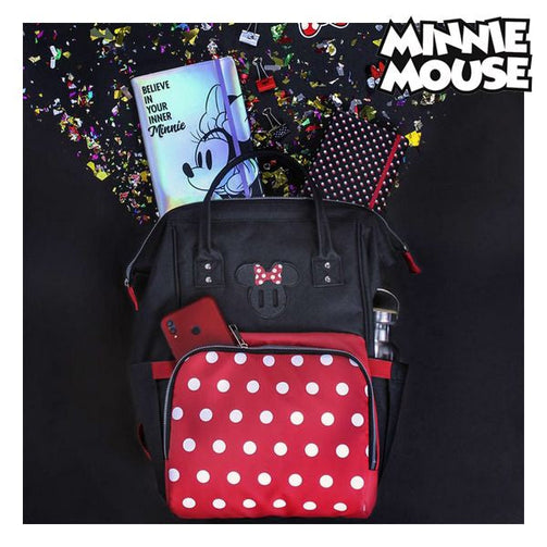 Casual Backpack Minnie Mouse Black Red Minnie Mouse