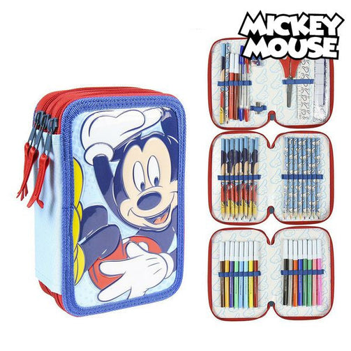 Triple Pencil Case Giotto Mickey Mouse Blue (43 Pcs) Mickey Mouse