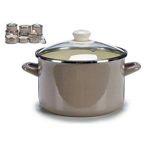 Pot with Glass Lid Grey (31,2 x 19,5 x 23,8 cm) BigBuy Home