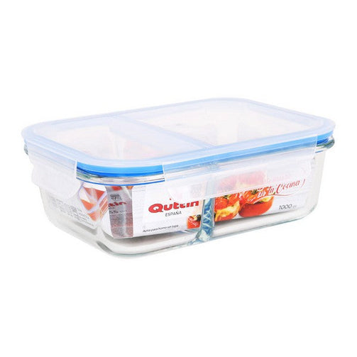 Hermetic Lunch Box Quttin 2 Compartments Rectangular Crystal Quttin