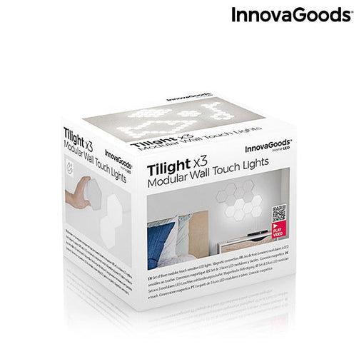 Set of Modular Magnetic and Touch LED Panels Tilight InnovaGoods (Pack of 3) InnovaGoods