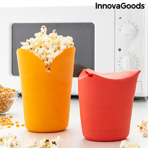 Collapsible Silicone Popcorn Poppers Popbox InnovaGoods (Pack of 2) InnovaGoods