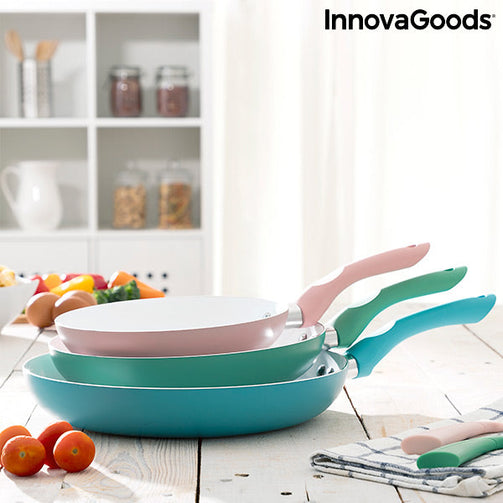 Set of Non-stick Frying Pans with Ceramic Coating Pantasy InnovaGoods 3 Pieces (ø 20-24-28 cm) InnovaGoods