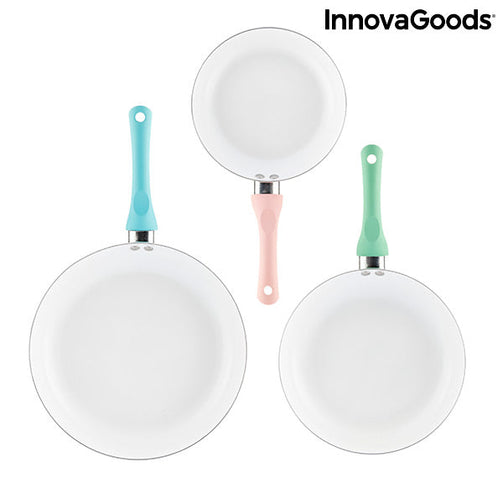 Set of Non-stick Frying Pans with Ceramic Coating Pantasy InnovaGoods 3 Pieces (ø 20-24-28 cm) InnovaGoods