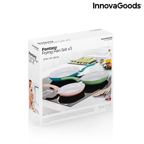 Set of Non-stick Frying Pans with Ceramic Coating Pantasy InnovaGoods 3 Pieces (ø 20-24-28 cm) InnovaGoods
