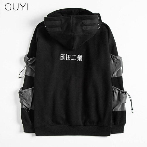 Letter Japan Style Hoodies Sweatshirts Men Harajuku Hip Hop Streetwear Pullover Casual Techwear Fluff Hoddies Male Hooded Top Seewest