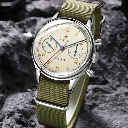 Fashion 38mm Men Chronograph Watches Sapphire Mechanical Hand Wind 1901 Movement Military Pilot Mens Chronograph Watch 1963 Seewest