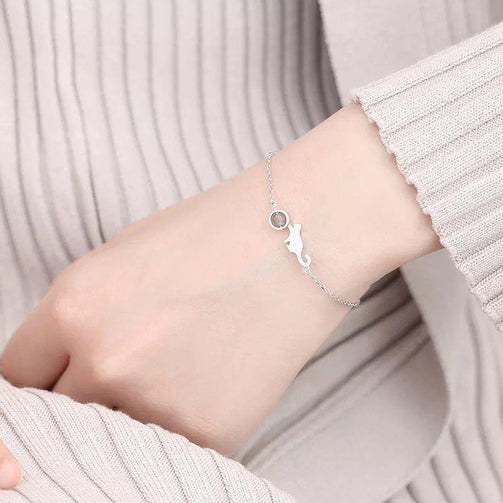 S925 sterling cat bracelet simple student chain female Seewest