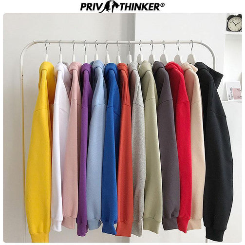 Privathinker Woman's Solid 12 Colors Korean Hooded Sweatshirts Female 2020 Cotton Thicken Warm Hoodies Lady Autumn Fashion Tops Seewest