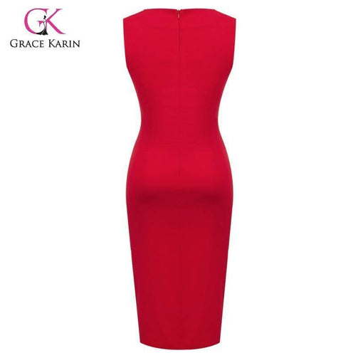 Grace Karin Women Dress Elegant Formal Business Dress Sleeveless Pnecil Dresses Office Ladies Wear To Work Bodycon Dress Summer Seewest