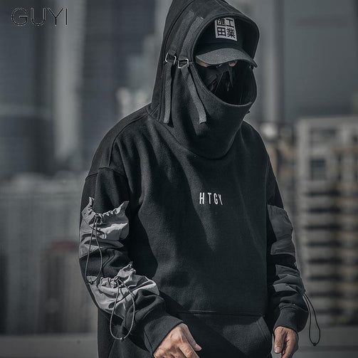 Letter Japan Style Hoodies Sweatshirts Men Harajuku Hip Hop Streetwear Pullover Casual Techwear Fluff Hoddies Male Hooded Top Seewest