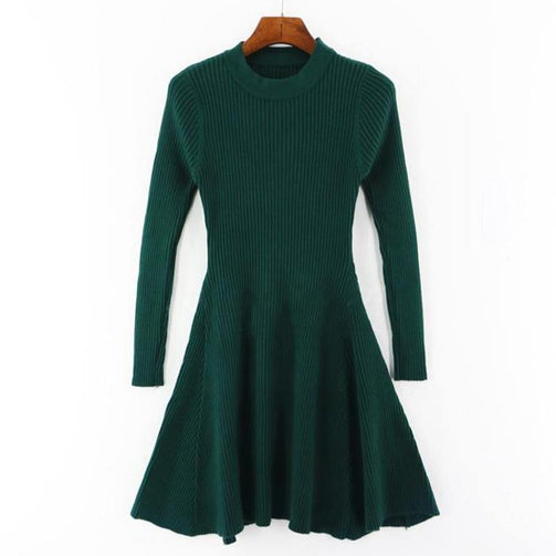 Women Long Sleeve Sweater Dress Women's Irregular Hem Casual Autumn Winter Dress Women O-neck A Line Short Mini Knitted Dresses Seewest