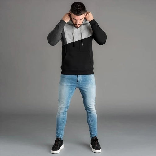 Mens Hoodies Sweatshirt 2019 Streetwear Patchwork Hoody Pullover Black White Hoodie Men Winter Fleece Sweatshirts Clothing Seewest