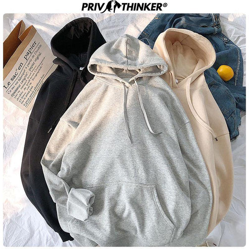Privathinker Woman's Solid 12 Colors Korean Hooded Sweatshirts Female 2020 Cotton Thicken Warm Hoodies Lady Autumn Fashion Tops Seewest