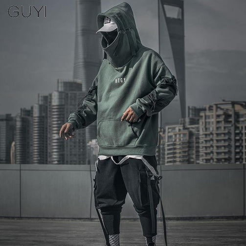 Letter Japan Style Hoodies Sweatshirts Men Harajuku Hip Hop Streetwear Pullover Casual Techwear Fluff Hoddies Male Hooded Top Seewest