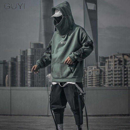 Letter Japan Style Hoodies Sweatshirts Men Harajuku Hip Hop Streetwear Pullover Casual Techwear Fluff Hoddies Male Hooded Top Seewest