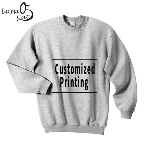 Lanmaocat Cotton Hoodie Men Women Custom Design Hoodie Sublimation Print Shirt Long Sleeve Personal Design XXL Free Shipping Seewest