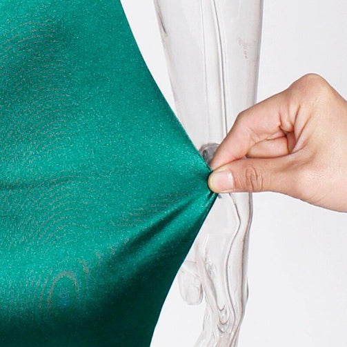 Sexy Backless Satin Bodycon Party Dress Halter Floor Length Maxi Dress Sleeveless V Neck Long Dress Stretch Satin Mermaid Dress Seewest