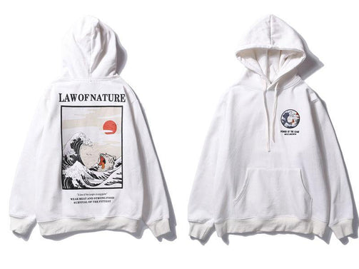 GONTHWID Japanese Embroidery Funny Cat Wave Printed Fleece Hoodies 2020 Winter Japan Style Hip Hop Casual Sweatshirts Streetwear Seewest
