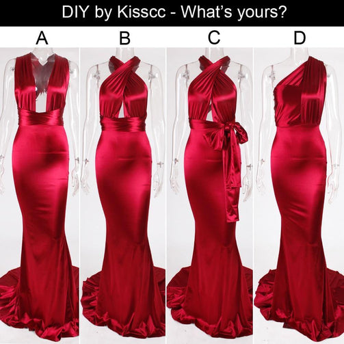 Sexy Backless Satin Bodycon Party Dress Halter Floor Length Maxi Dress Sleeveless V Neck Long Dress Stretch Satin Mermaid Dress Seewest