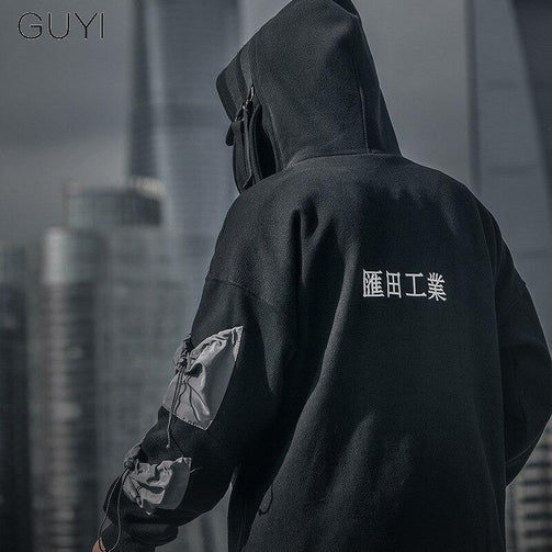 Letter Japan Style Hoodies Sweatshirts Men Harajuku Hip Hop Streetwear Pullover Casual Techwear Fluff Hoddies Male Hooded Top Seewest