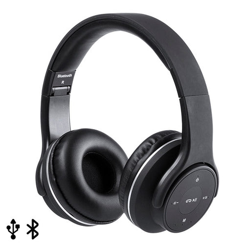 Foldable Headphones with Bluetooth USB FM 6W Black 146131 BigBuy Tech