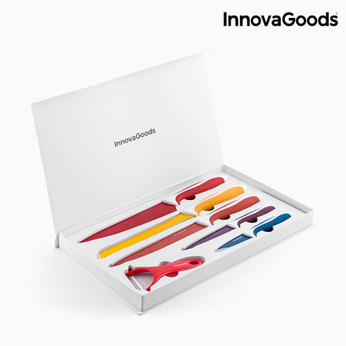 InnovaGoods Set of Ceramic Coated Knives with Peeler (6 pieces) InnovaGoods