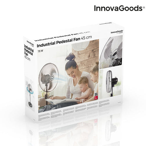 InnovaGoods Industrial Ø 45 cm 75W Black Pedestal Fan InnovaGoods