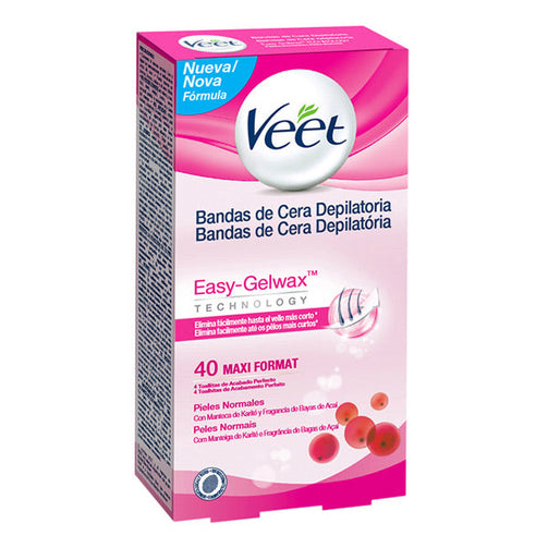 Veet Normal Skin Easy Gelwax Hair Removing Wax Strips (Pack of 40) Veet